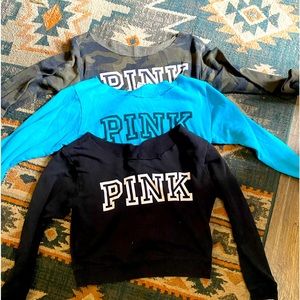 3 off the shoulder sweatshirts PINK brand